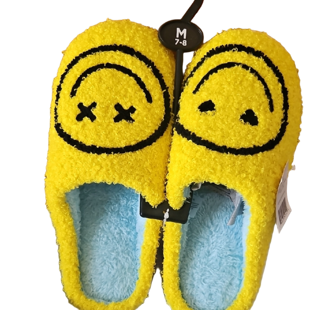 Yellow Smiley Face Slippers